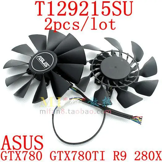 Вентилятор охлаждения T129215SU 2 шт./лот 95 мм 4x28мм 12 В 0.5A для ASUS GTX780/ 780TI R9 280/280X 290/290x GTX970/980, бесплатная доставка