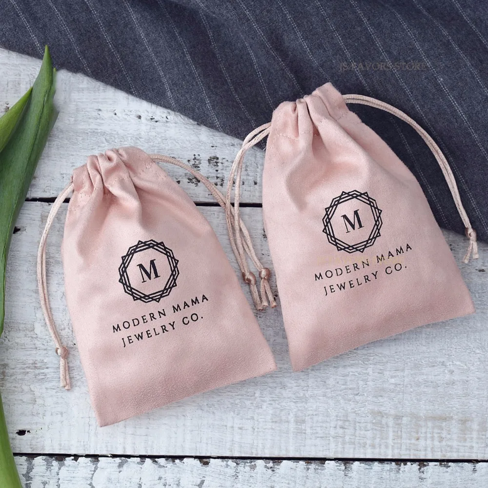 

Free shipping 100pcs customized logo pink flannel Drawstring Wedding Birthday Christmas event party favors chocolate Candy Bag