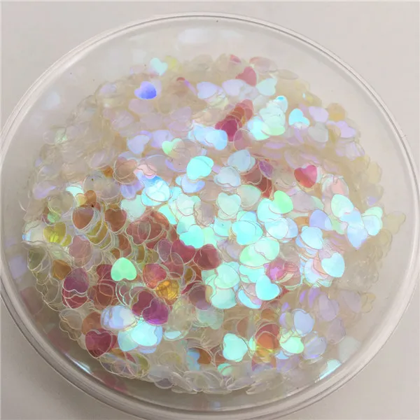 AB Transparent Новинка, хит, 20 г, 4 мм, в форме сердца, ПВХ, свободные блестки, блестки, пайетки для дизайна ногтей, маникюра/шитья/свадьбы, конфетти украшения - Цвет: AB Transparent