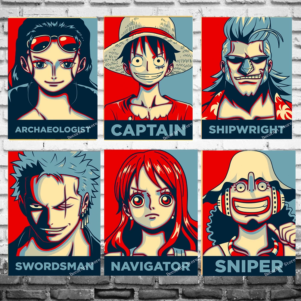 Классический ONE PIECE Luffy японский аниме Холст Картина винтажная Настенная картина
