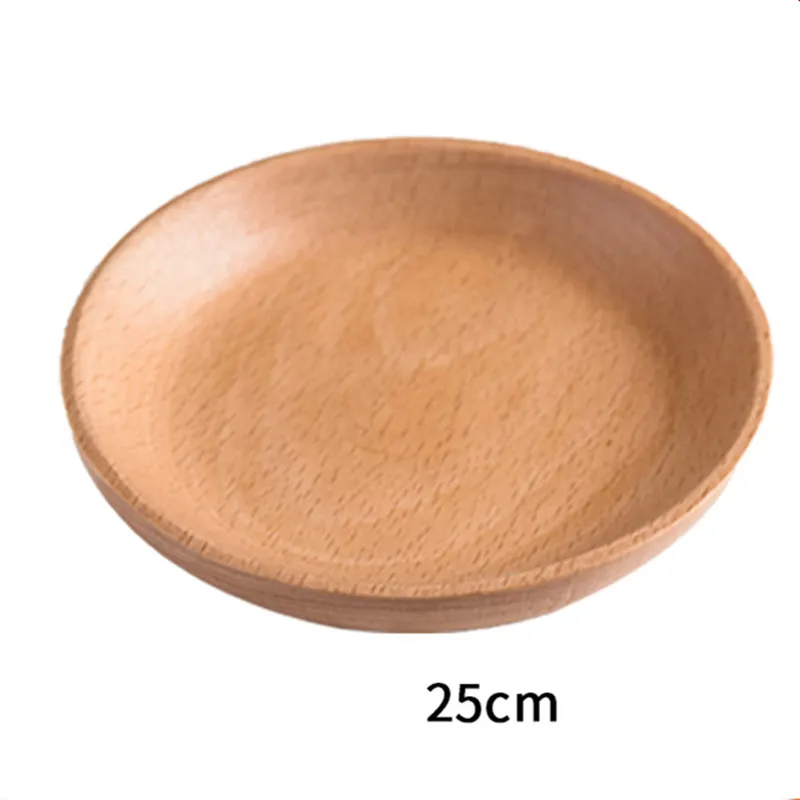 Solid Wood 25CM Неправильный круглый Массив дерева грецкий орех деревянная тарелка фруктовое блюдо, тарелка чайный поднос десертная обеденная тарелка, столовая посуда набор - Цвет: Solid Wood 25CM