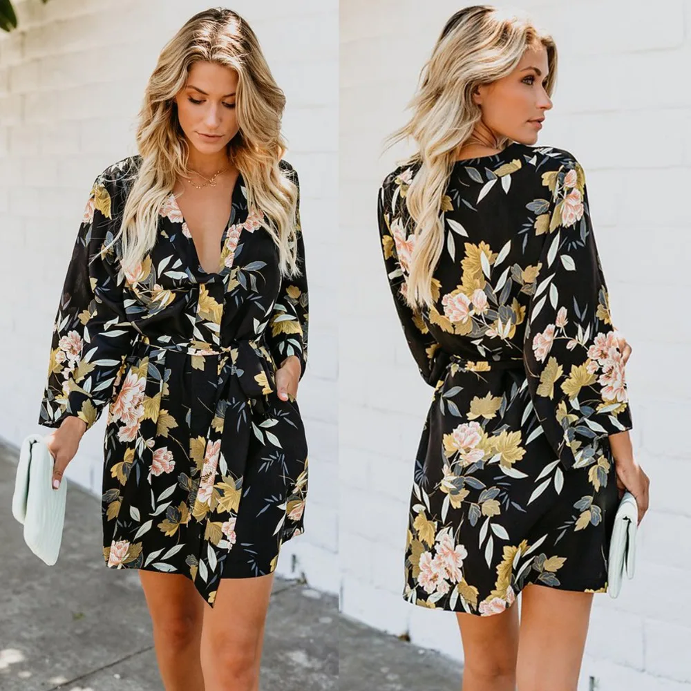 Женский сексуальный v образный вырез Змеиный узор платье три четверти рукав