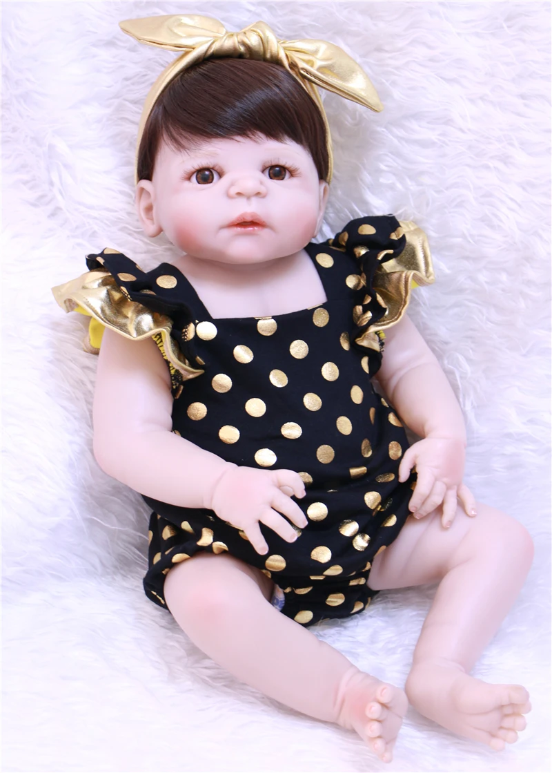 

NPK Lifelike Babies Princess Reborn Dolls Girl 57CM Full Silicone VInyl Baby Bath Toy Super Realistic Doll Bebe Brinquedo