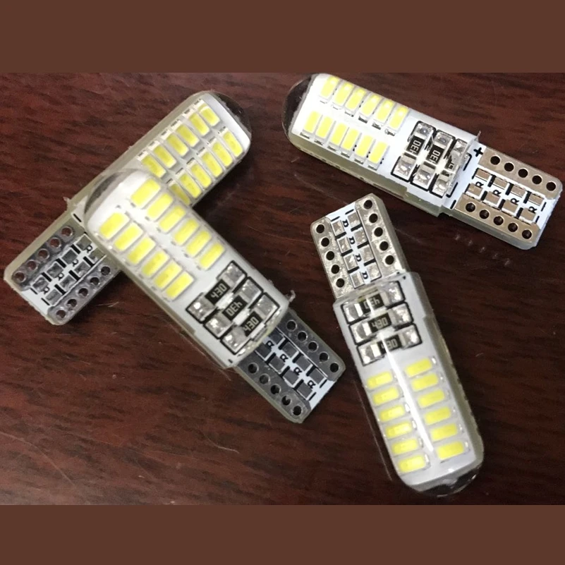 100X высококачественный автомобильный светодиодный светильник T10 24 s 3014 smd W5W 147 168