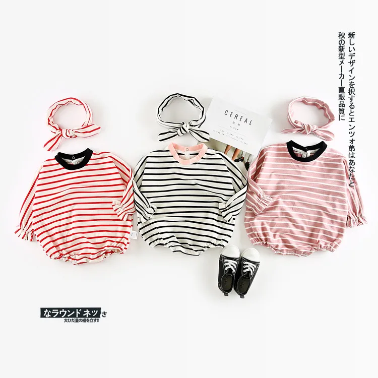 2018 Autumn New Arrival cotton Cute Stripe climbing pp bodysuit with Harbin Dispensing Belt for cute sweet baby girls and boys | Мать и