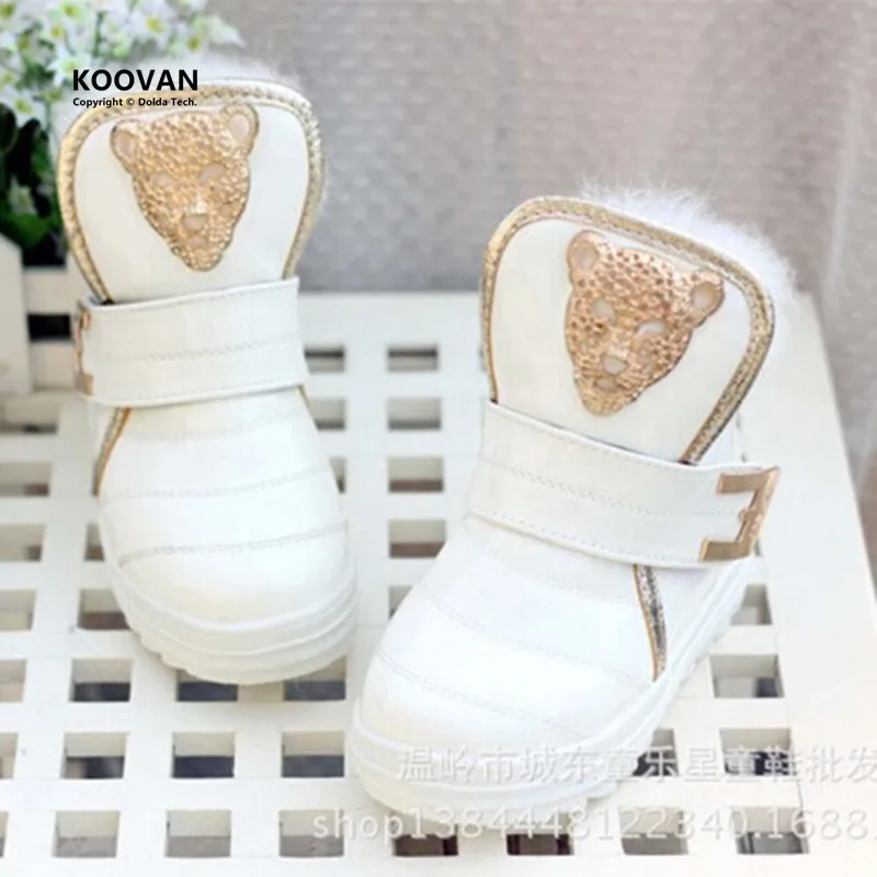 Дети коована сапоги и ботинки для девочек 2017 натуральный мех головы леопарда