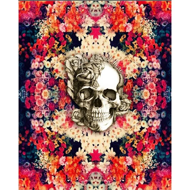 5D Fashion DIY Diamond Painting Cross Stitch flower&ampskull picture free cross stitch kit diamond embroidery mosaic Full Square | Дом и сад