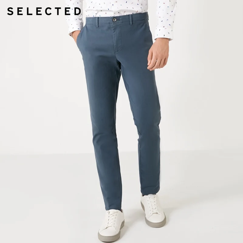 Отборные Мужские Двойные Боковые карманы Slim Fit Чистый цвет повседневные брюки S |