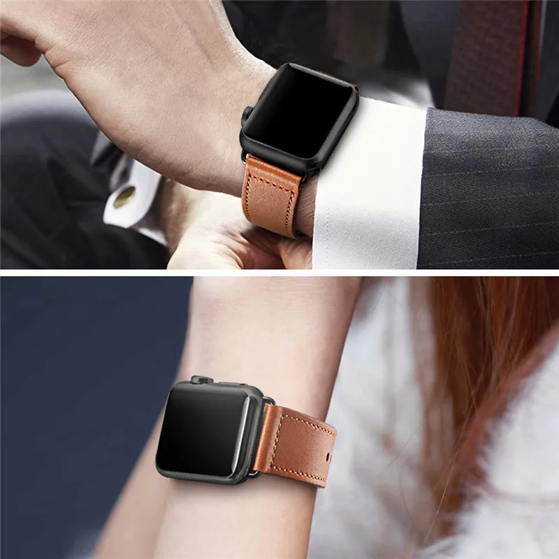 Ремешок для Apple Watch 5 4 3 2 петля для Iwatch ремень 44 мм 40 мм 38 мм 42 мм кожаный модный браслет аксессуар