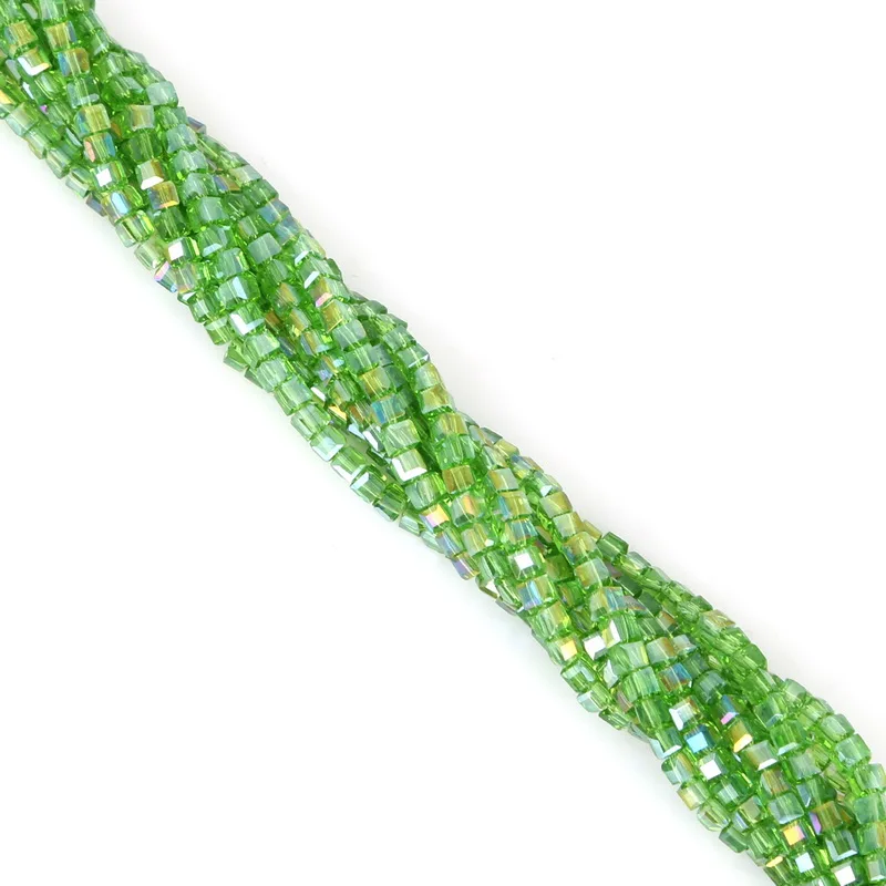 Grass Green AB 3 мм 4 мм 6 мм 8 мм квадратные Австрийские хрустальные бусины кубик стеклянные бусины Свободные разделительные бусины для изготовления ювелирных изделий - Цвет: Grass Green AB
