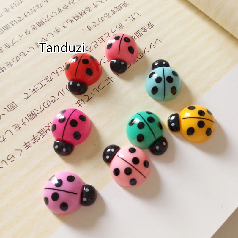 Tanduzi 20 шт. каваи кабошон из смолы с плоской спинкой божья коровка изделия