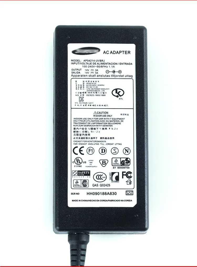 Он подходит для samsung 14V3A 2.14A 1.43A 1.79A дисплей адаптер питания S22A330BW ЖК-блок питания