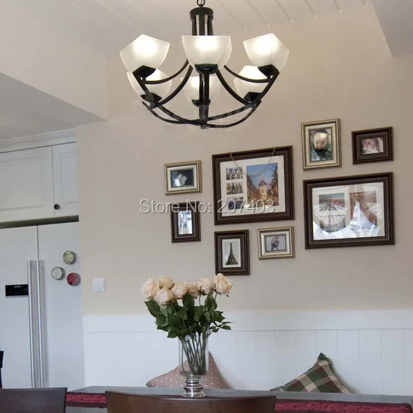 Rustic wrought iron chandelier lighting European American retro living room Village Restaurant industrial droplight | Лампы и