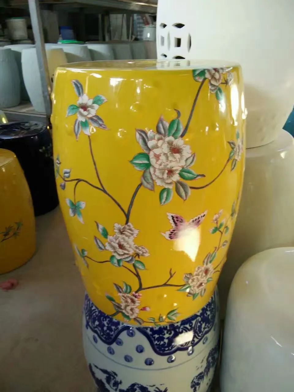 Фарфоровый садовый табурет Jingdezhen керамический для гардеробного стола барабан