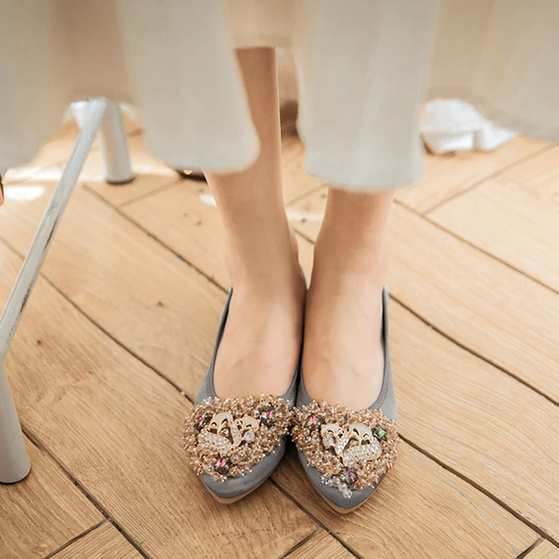 2019 г. модная женская обувь на плоской подошве со стразами zapatos mujer Демисезонная