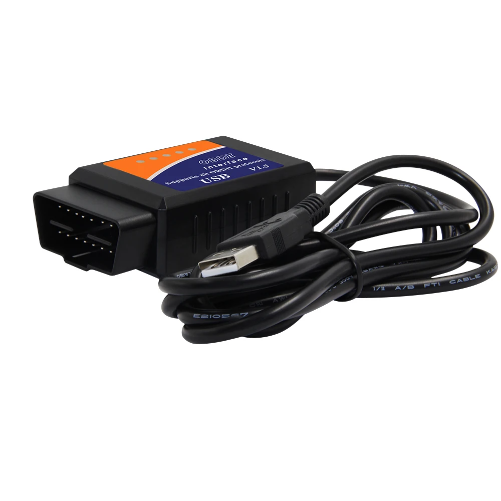 ELM327 v1.5 OBD2 USB сканер для Windows ELM 327 v1.5 16 контактный интерфейс OBD OBD2 автомобильный диагностический инструмент OBD 2 USB считыватель кодов