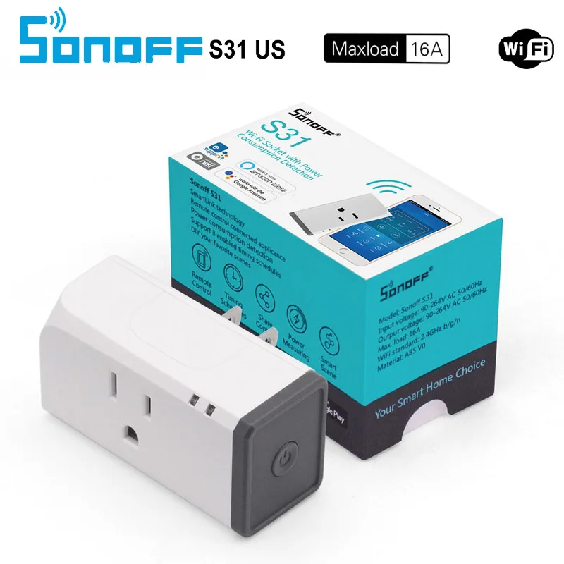 Sonoff S31 16A Мини Wi-Fi умная розетка для дома измеритель энергопотребления монитор энергопотребления приложение дистанционного управления IFTTT с Alexa US