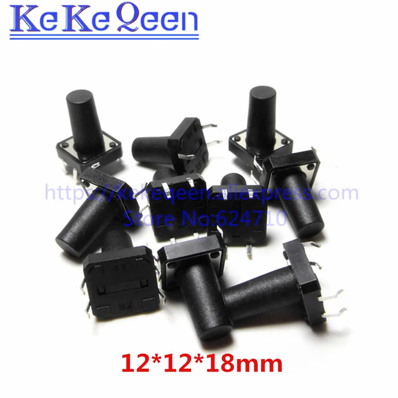 50 шт./лот 12*12*18 мм 12x12x18 сенсорная кнопка Микро-переключатель прямого подключения