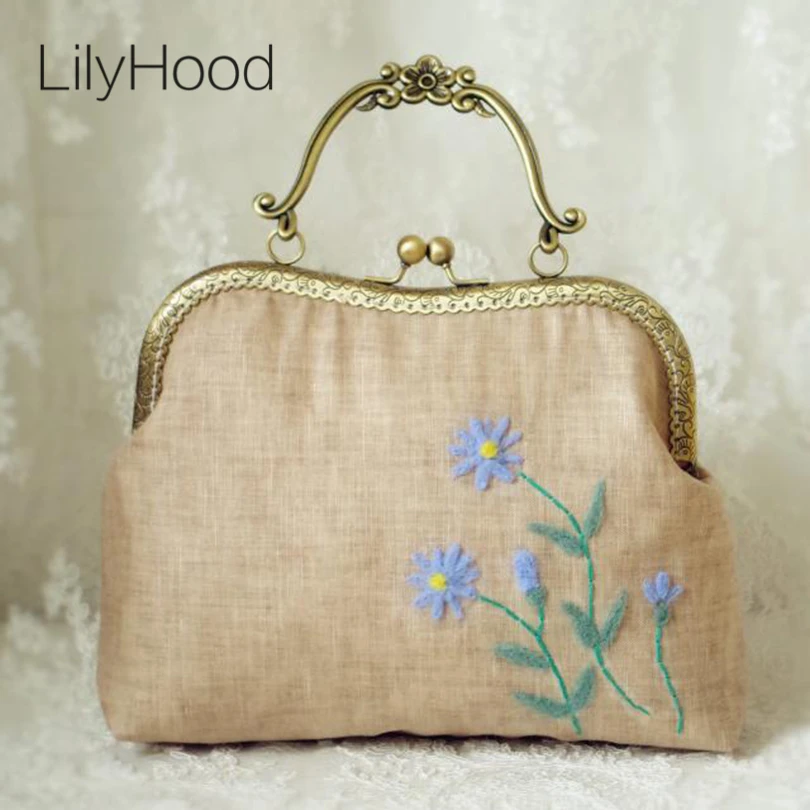 Женская сумка Кроссбоди LilyHood летняя Джутовая ручной работы с цветочной вышивкой