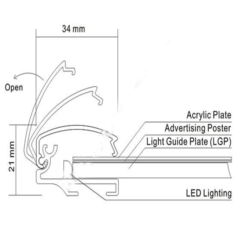 

A4 Single Side Silver Aluminum Clip Poster Frame LED Light Boxes for Hotel,Restaurant,Museum,Theather etc