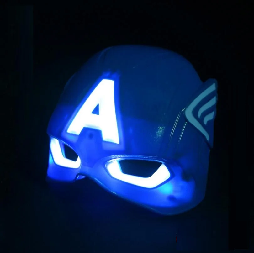 captain america Вечерние принадлежности для Хэллоуина, светящаяся светодиодный маска, игрушки, Мстители, герой, косплей, Капитан Америка, Железный человек, супергерой, Человек-паук, Халк, Бэтмен - Цвет: captain america