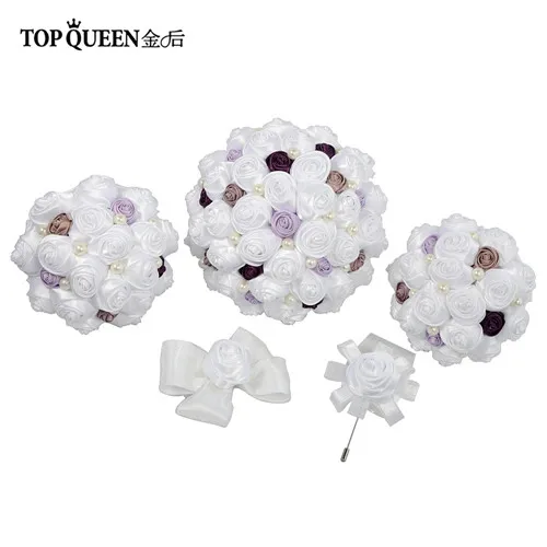 TOPQUEEN F5 букет Искусственные Свадебные цветы фиолетовый букет Бордовые цветы белый букет свадебная брошь букет - Цвет: one set