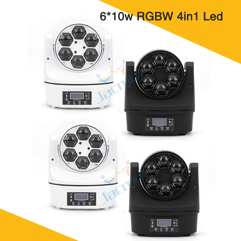 4 шт./лот 6*10 Вт RGBW 4в1 Led маленький пчелиный луч для мытья глаз движущиеся фары