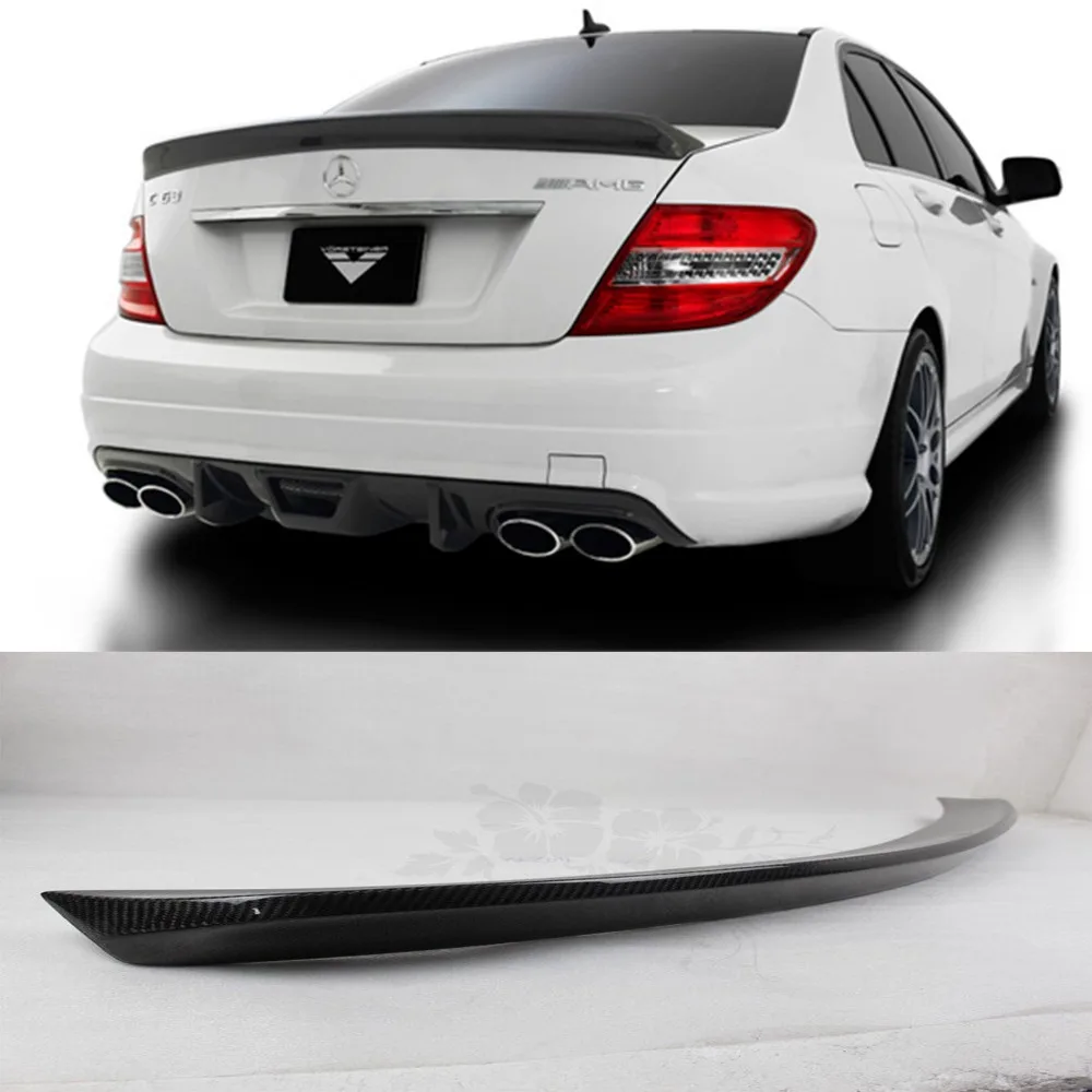 

W204 C63 углеродного волокна задний багажник спойлер крыло для Mercedes Benz W204 C63 C180 C200 C260 C300 V Стиль 4-двери 2007-2014