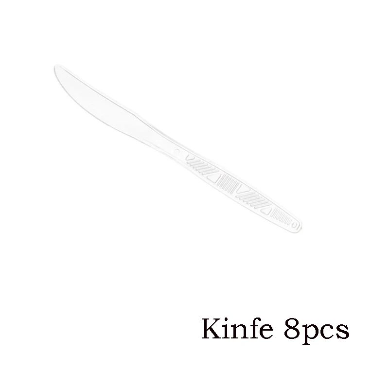 8pcs knife Transpare 24 шт в упаковке многоцветная пластиковая вилка ложка нож одноразовая посуда товары для дня рождения - Цвет: 8pcs knife Transpare