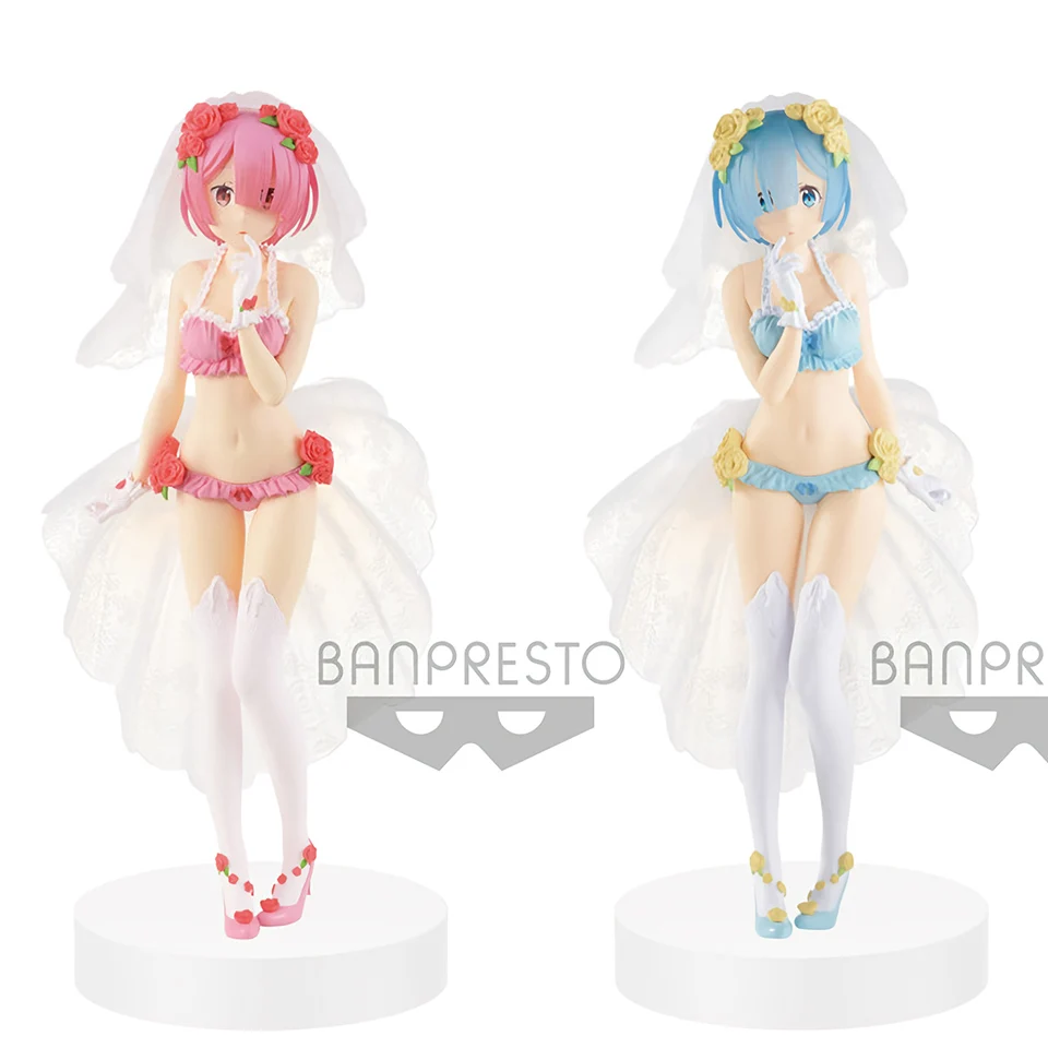 Tronzo Banpresto EXQ Ram Rem Свадебный аниме Re: жизнь в другом мире от нулевого ПВХ сексуальная фигура модель игрушки куклы - Цвет: 2PCS Set