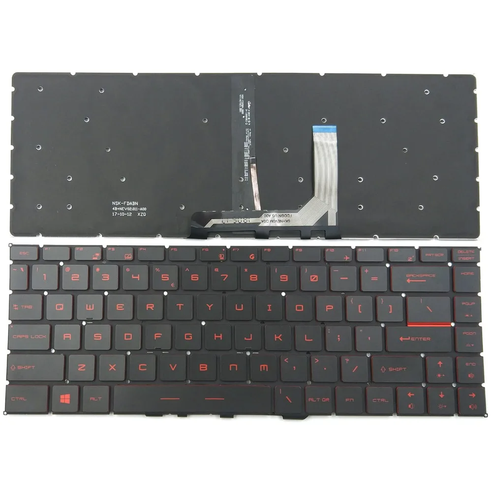 Новая клавиатура для ноутбука MSI GS65 Stealth 8SE 8SF 8SG Thin 8RE 8RF GS65VR MS 16Q2 US Black с красной