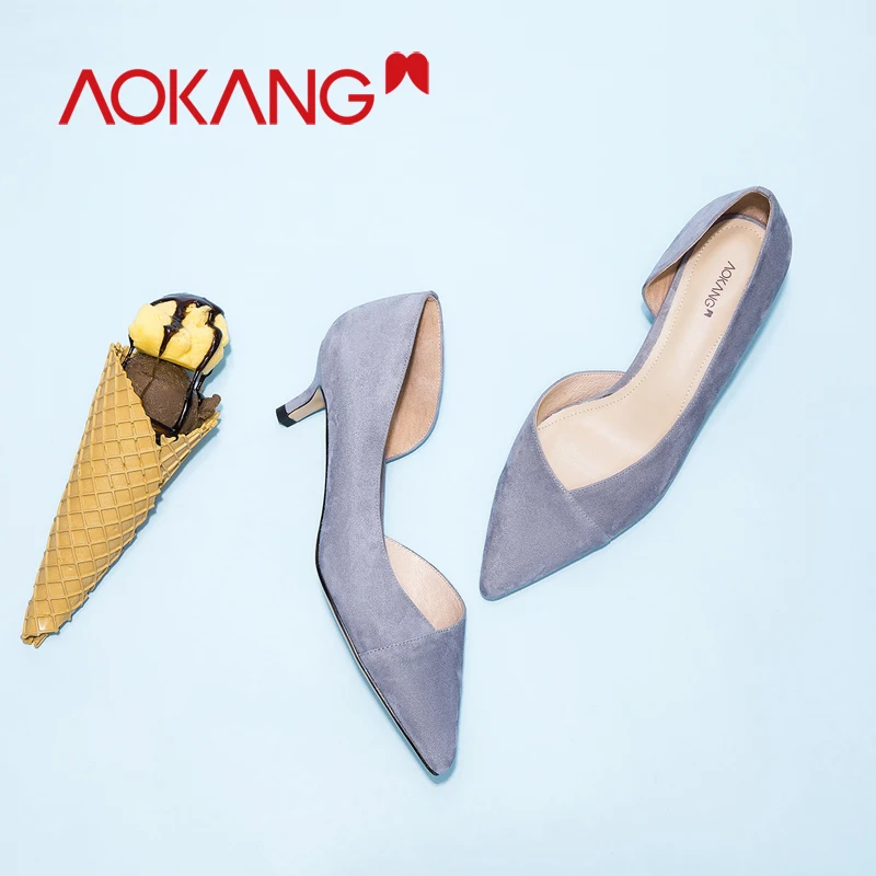 AOKANG/женские туфли-лодочки модная обувь на высоком каблуке женская цвет черный