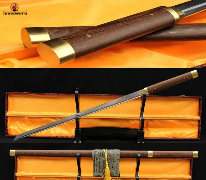LYUESWORD ручной работы самурайский ниндзя ширасая Меч Японский дамасский прямой
