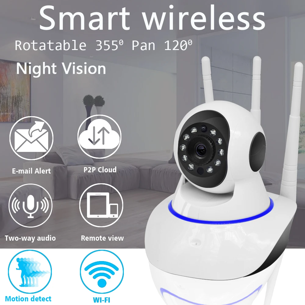 OUERTECH двухсторонняя аудио 720P вращающаяся умная Wi Fi камера безопасности PTZ