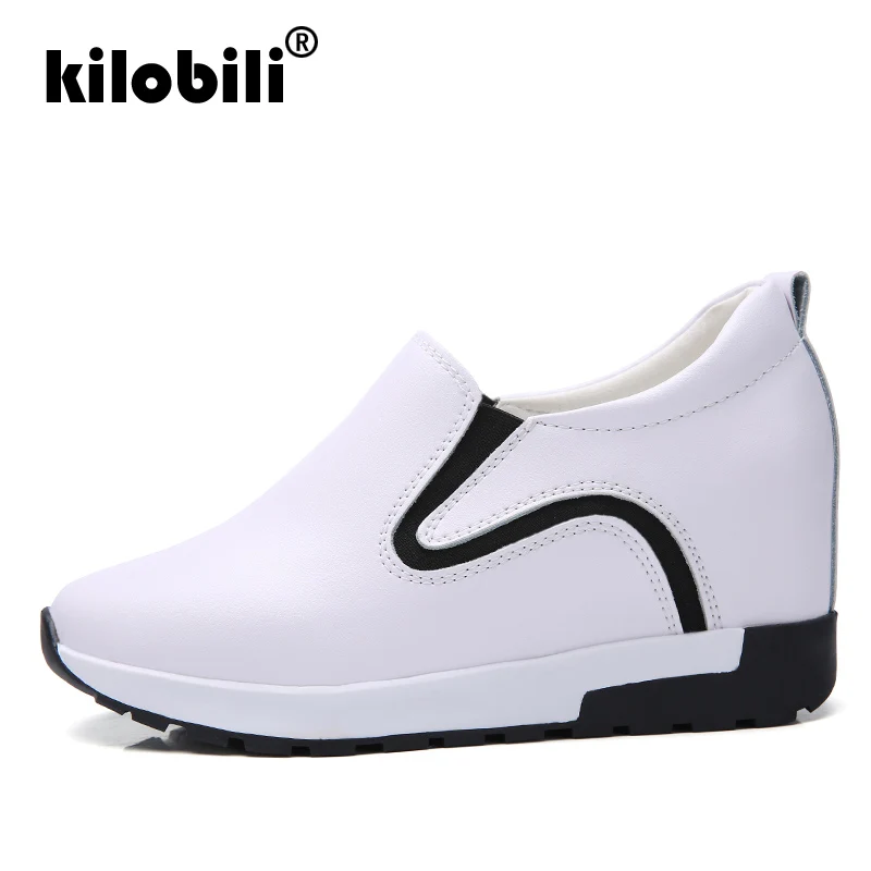 Kilobili/2019 г. Осенняя женская обувь на плоской платформе из натуральной кожи подошве