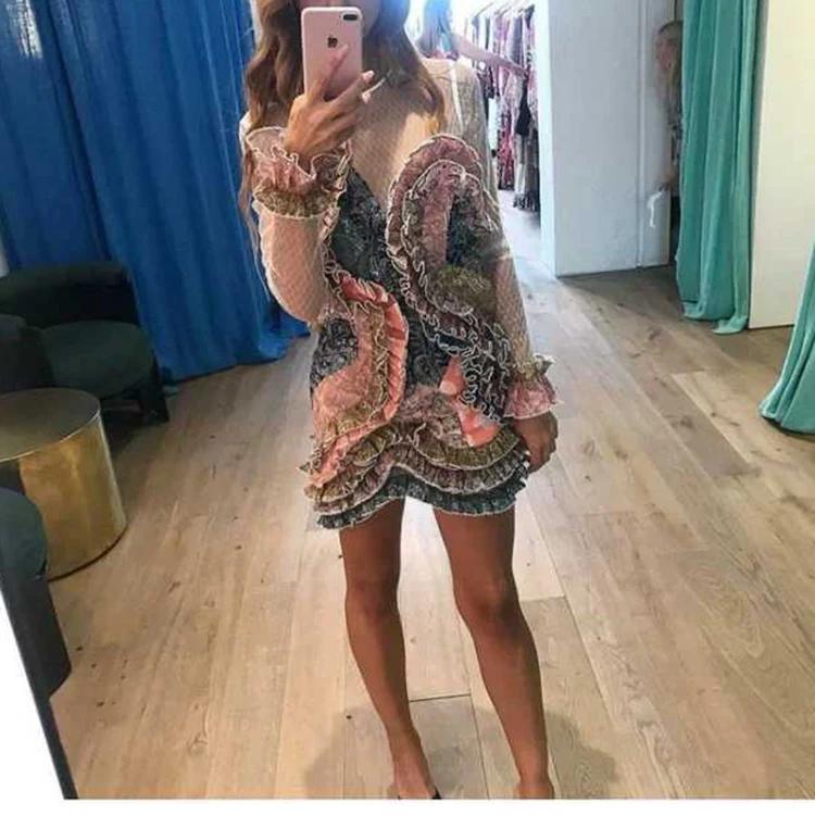 HIGH STREET стильный дизайнерское платье женское плиссированное платье с рюшами