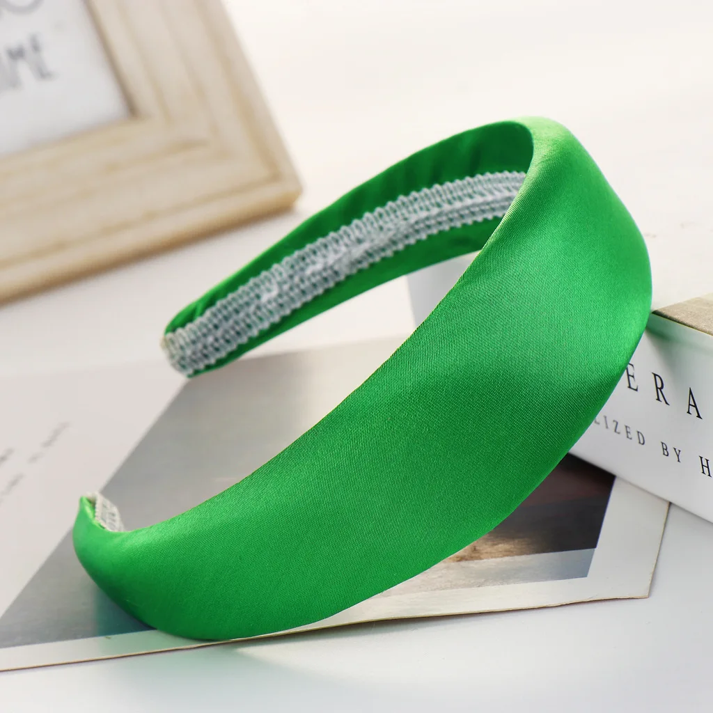 Женская модная губка для волос аксессуары сладкие девочки ободки 10 цветов головные уборы чистого цвета атласные ободки широкие головные обручи.