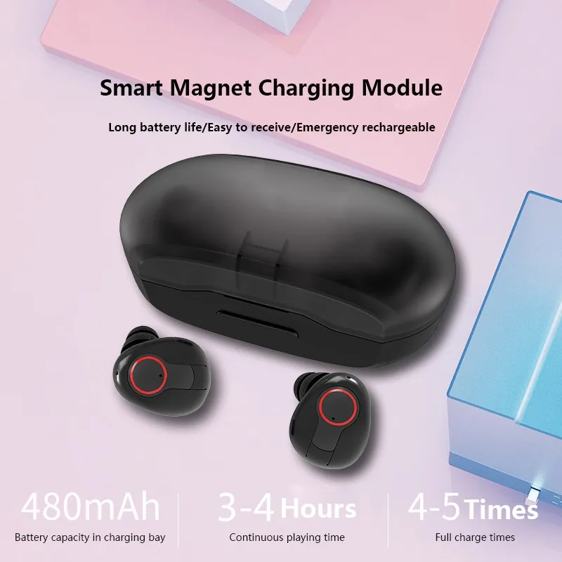 Bluetooth Wireless Earbuds New 5.0 Automatic Connection Headset Earphone For Htc U11 Zte Oppo Vivo Blackberry Oneplus | Электроника