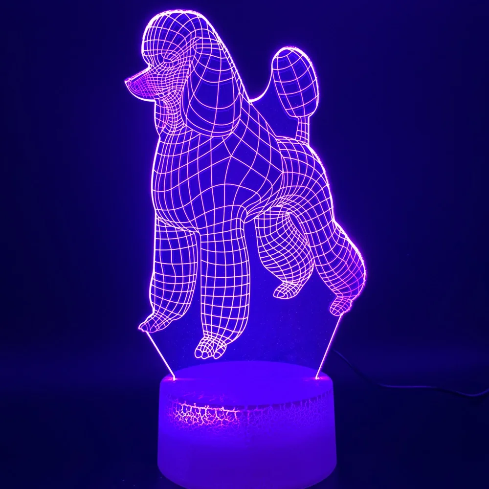 Светодиодный 3d-ночник лампа собака Пудель украшения дома ремесла изменение цвета спальня детская для малышей Ночник подарок на день рождения