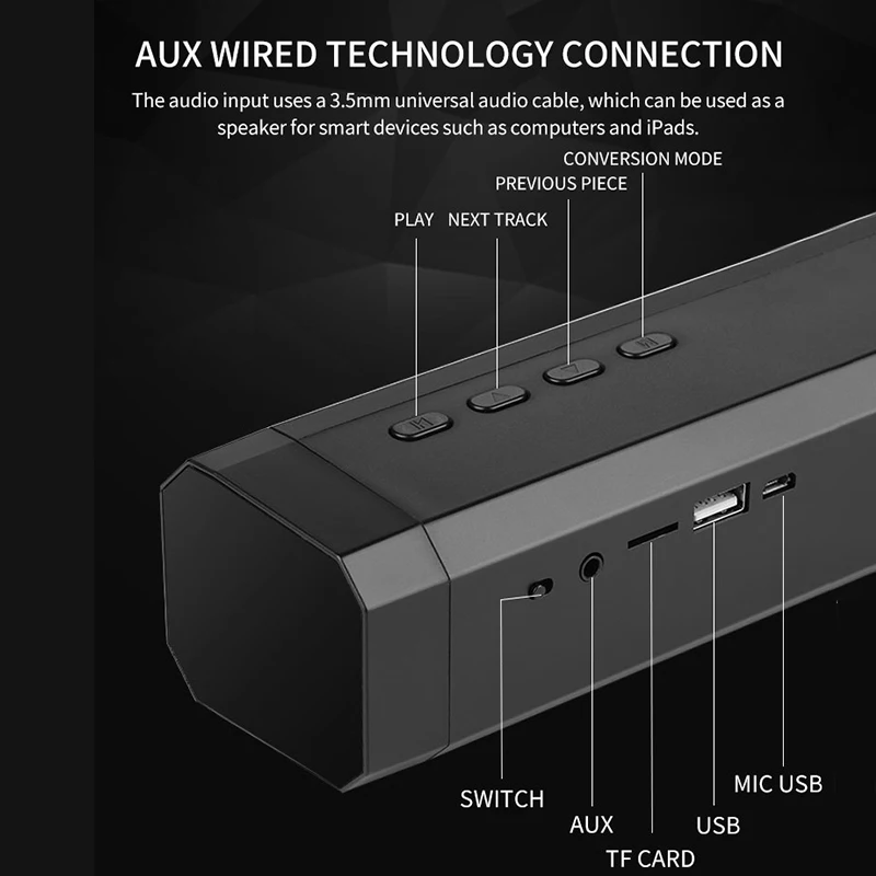 Bluetooth динамик Саундбар сабвуфер беспроводной динамик Lp-089 Бумбокс с TF AUX для телефона компьютера ПК MP3 динамик