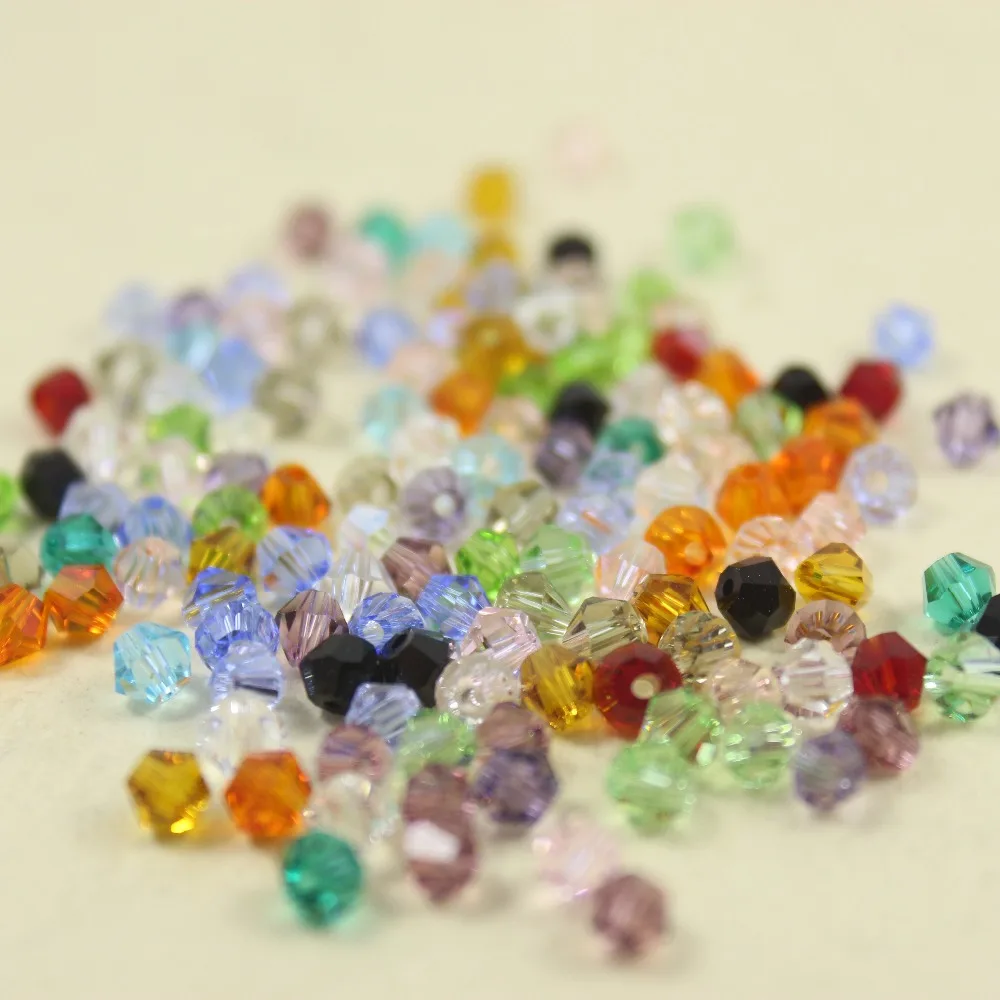 100Pcs Mixed Color Hot Fashion Sharp Glass Crystal Beads 4mm loose glass crystal bicone spacer beads | Дом и сад
