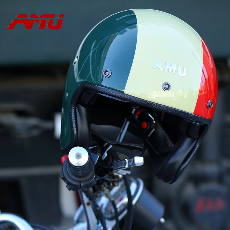 AMU moto rcycle Ретро Винтажные шлемы стекловолокно chooper велосипедный шлем 3/4 Половина лица Мото шлем