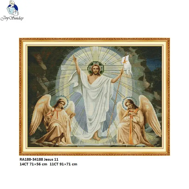 

Joy Sunday Jesus 11 Patterns DIY Hand Cross Stitch Kits Printed Canvas DMC Counted Cross-stitch Embroidery Needlework Home Decor