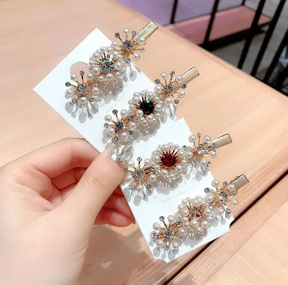 2019 Модный с кристаллами со стразами заколки для волос женщин жемчугом и цветами