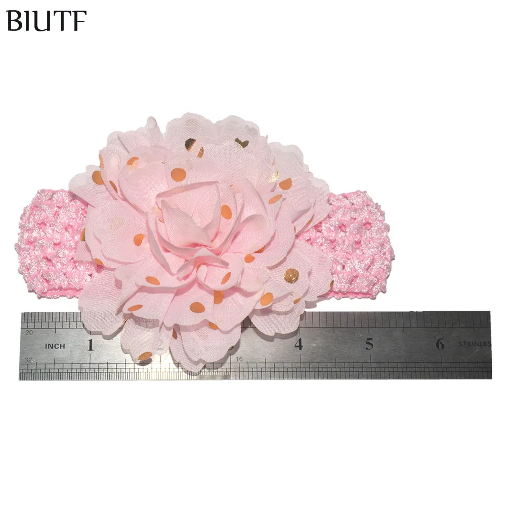 50 шт./лот разноцветная эластичная повязка на голову с узором кроше 10 см шифоновая