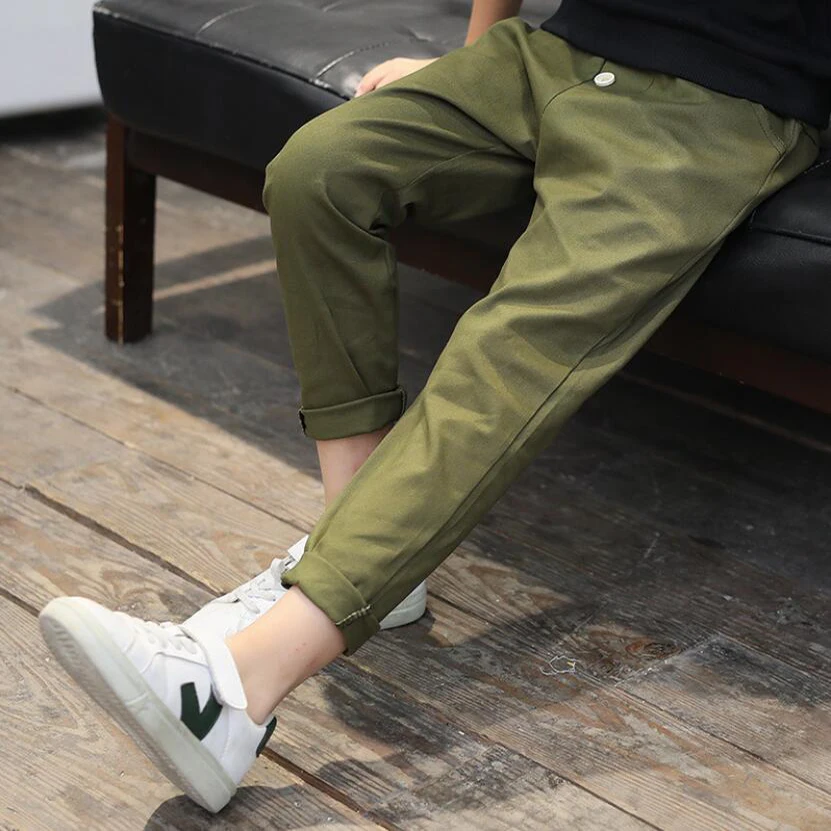 Брюки для мальчиков Дети Осень-весна полная длина повседневные штаны детская