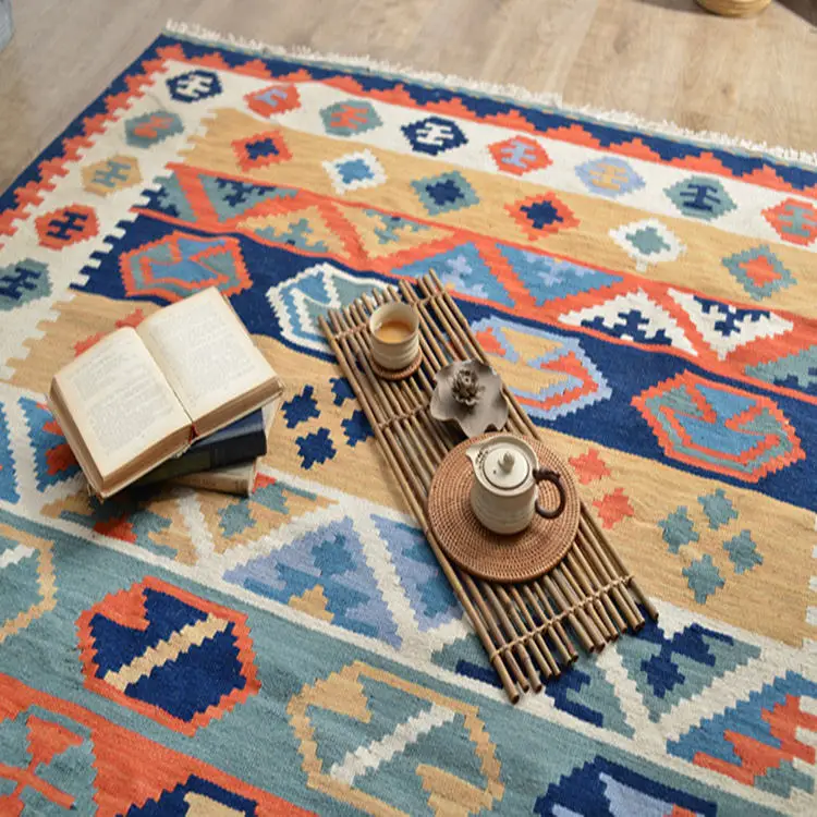 

Ковер Kilim, 100% шерсть, ручной работы, геометрический индийский ковер, полосатый, современный, дизайнерский, богемный, скандинавский стиль