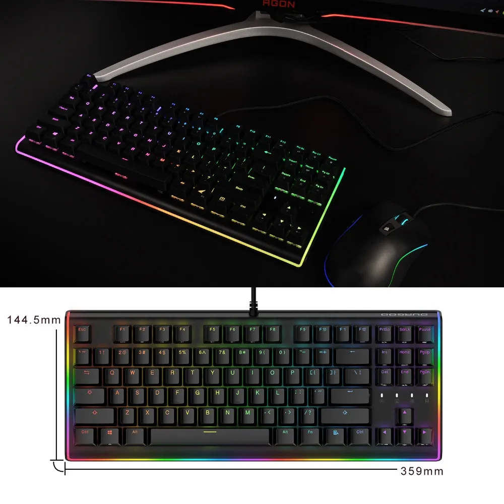 Игровая механическая клавиатура DURGOD 87 клавиш RGB со светодиодной подсветкой