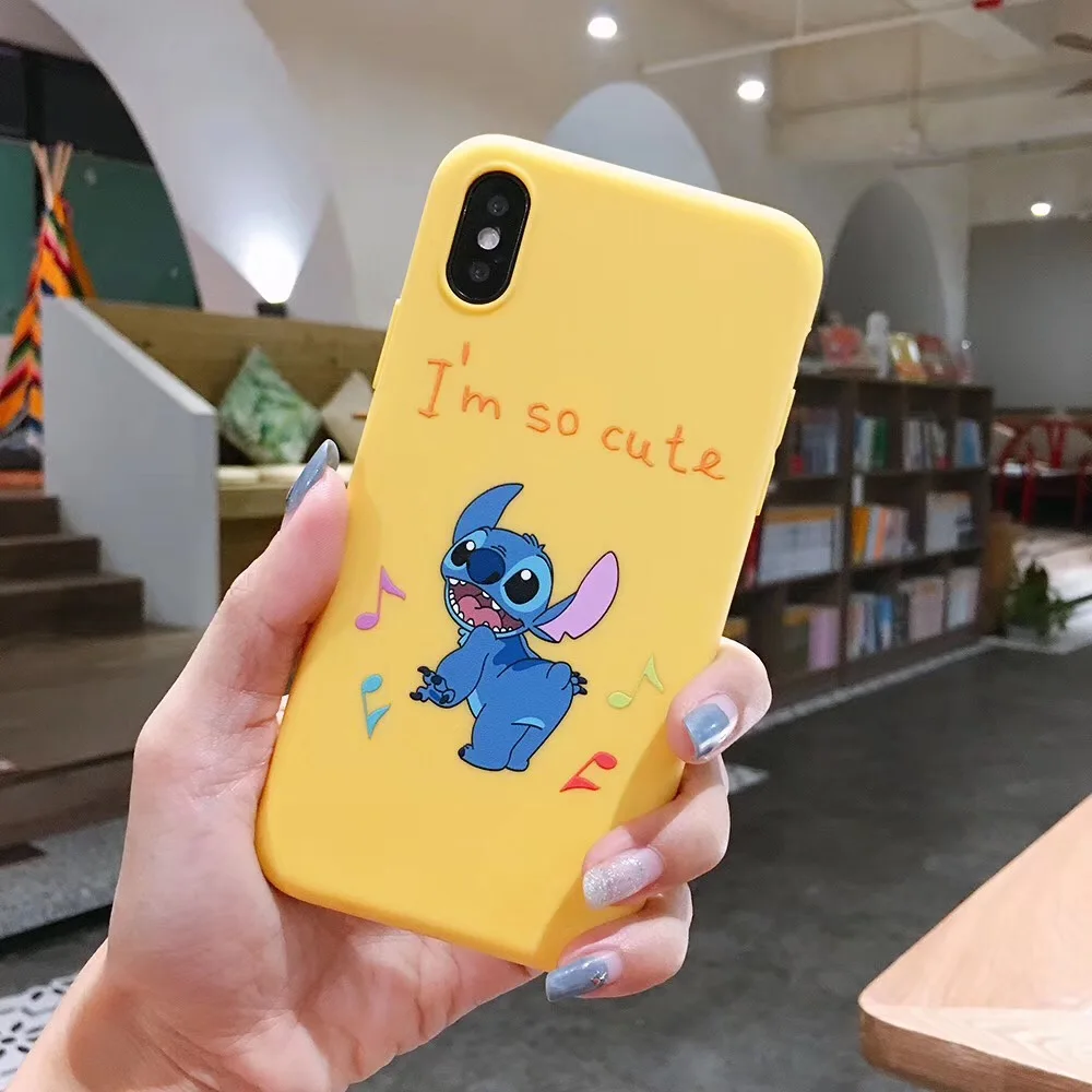 Милый мультяшный счастливый Стич чехол для телефона iPhone Xs MAX Xr X 7 8plus 6 6splus смешная