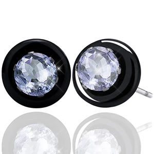 Blue Black Модные массивные Bijoux черные белые серьги-гвоздики из керамики для женщин с большим каратом AAA здоровья керамические круглые циркониевые серьги - Окраска металла: Blue Black